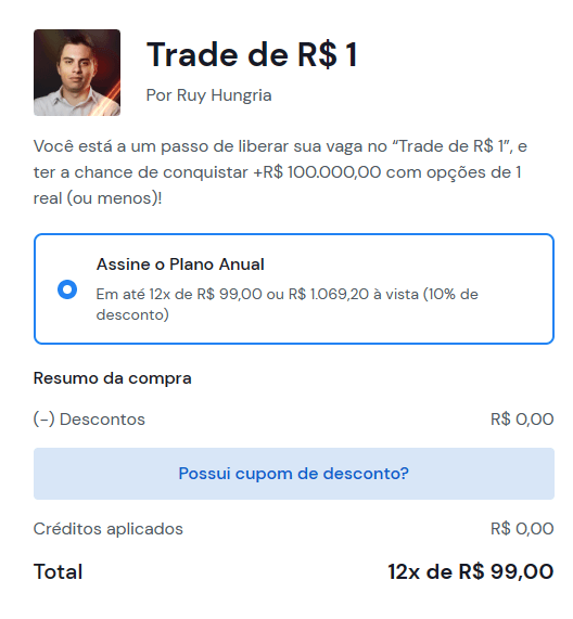 preço da assinatura do Trade de R$ 1